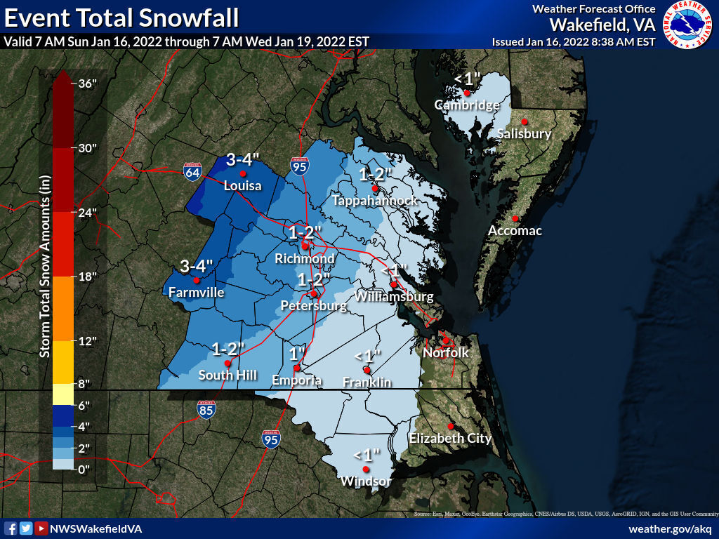 snow forecast AKQ Sunday morning